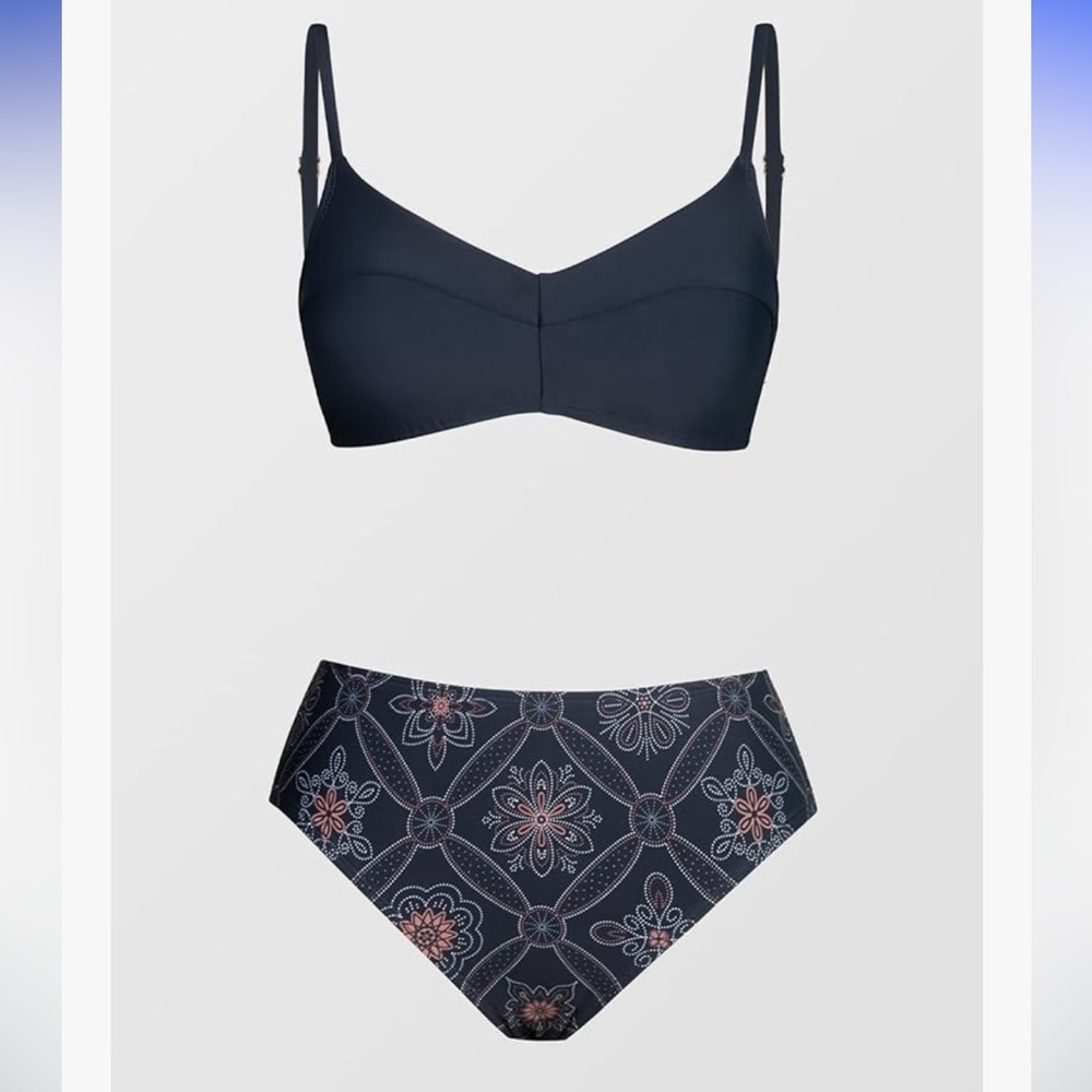 Chic Blue Patterned Bikini Set